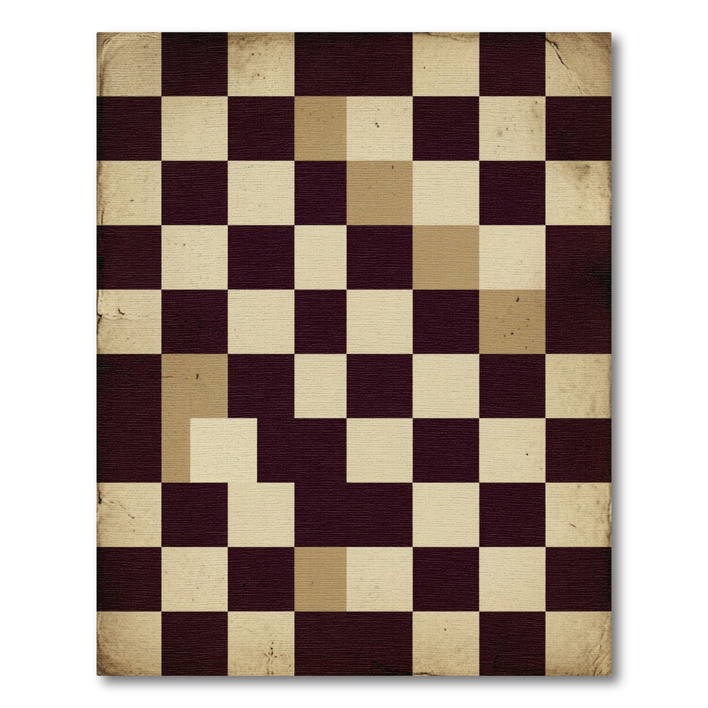 Aged Checkerboard Squares Rug