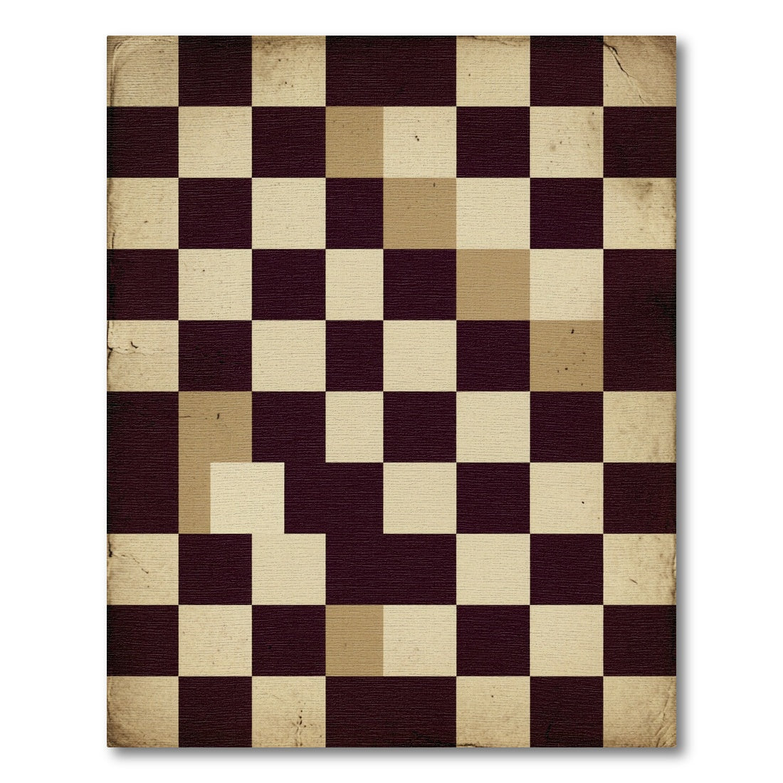 Aged Checkerboard Squares Rug