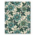 Elegant Teal Clematis Botanical Floral Rug