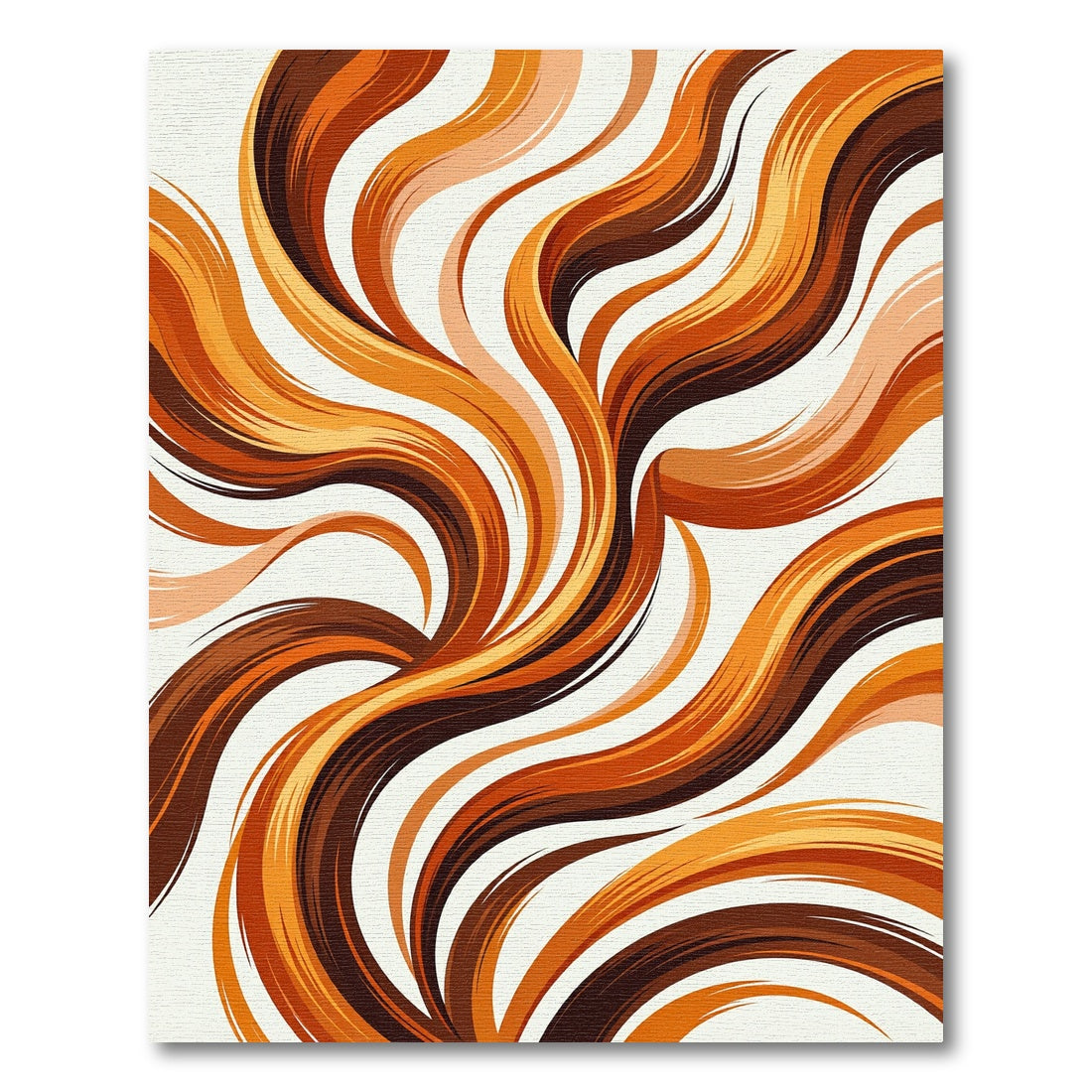 Warm Amber Abstract Fluid Waves Rug