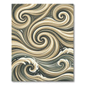 Earthy Swirling Cream and Charcoal Waves Rug