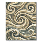 Earthy Swirling Cream and Charcoal Waves Rug