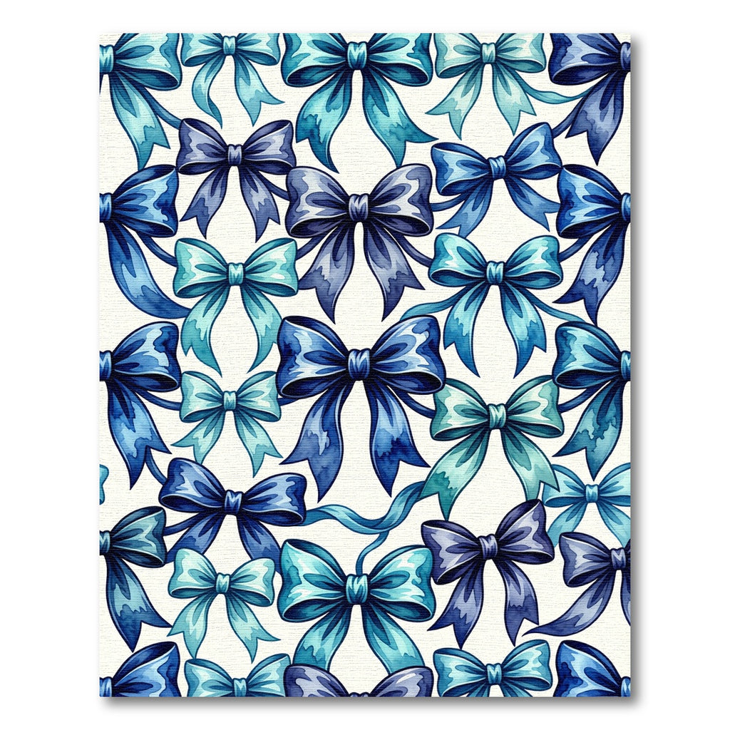Watercolor Blue Ribbon Bow Decorative Art Rug