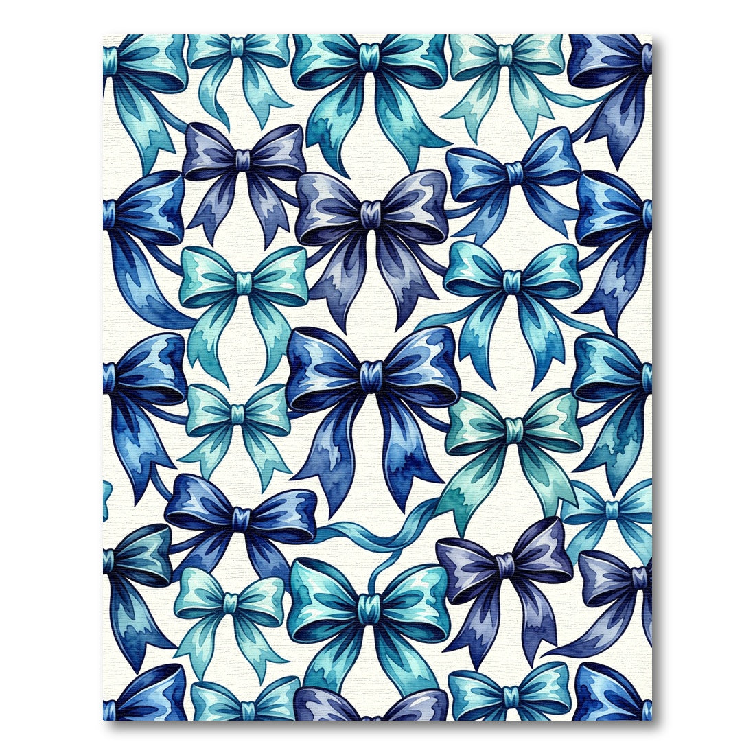 Watercolor Blue Ribbon Bow Decorative Art Rug