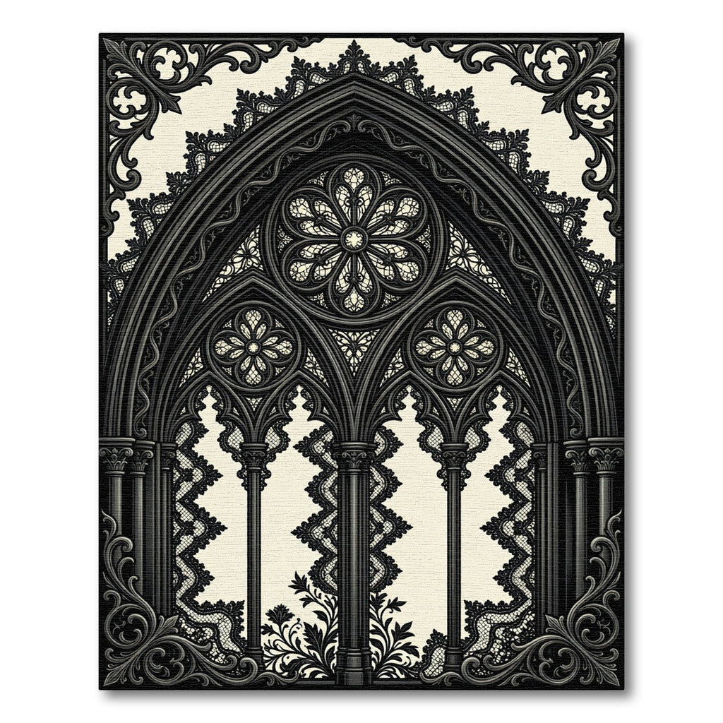 Gothic Cathedral Noir Lace Archway Rug