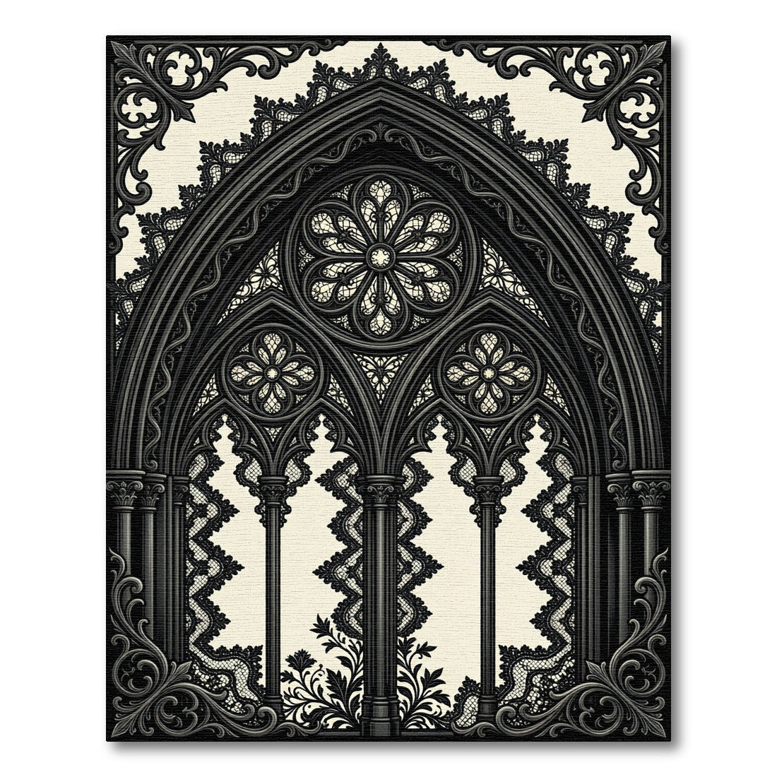 Gothic Cathedral Noir Lace Archway Rug