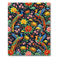Vibrant Floral Phoenix Peacock Chinoiserie Rug