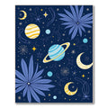 Celestial Blue Yellow Moon Galaxy Rug