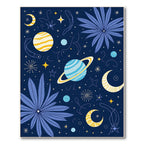 Celestial Blue Yellow Moon Galaxy Rug