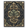 Elegant Gold Black Baroque Acanthus Scroll Rug