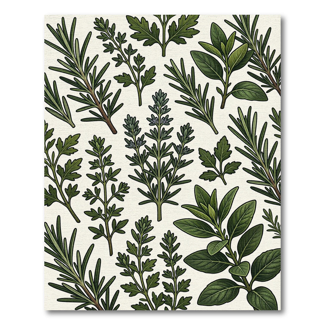 Green Herb Botanical Sprig Collage Rug
