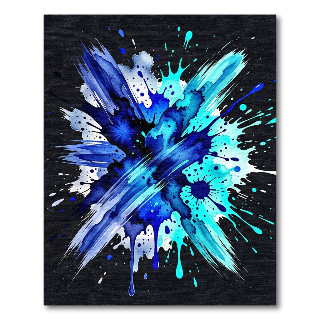 Vibrant Azure Liquid Splash Abstract Rug