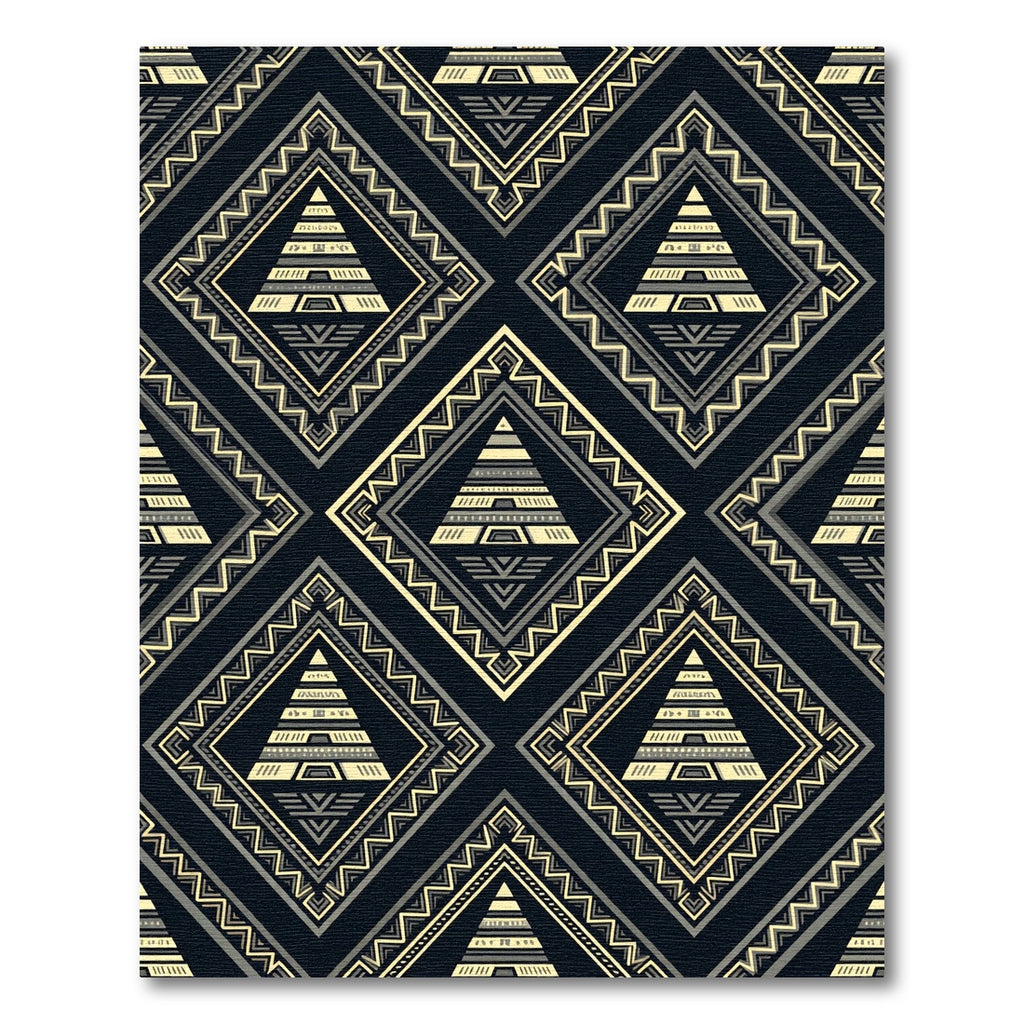 Aztec Geometric Gold Black Pyramid Rug