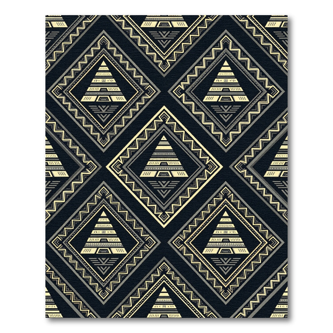 Aztec Geometric Gold Black Pyramid Rug