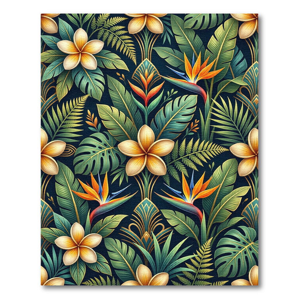 Lush Tropical Plumeria Bird of Paradise Rug