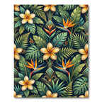 Lush Tropical Plumeria Bird of Paradise Rug