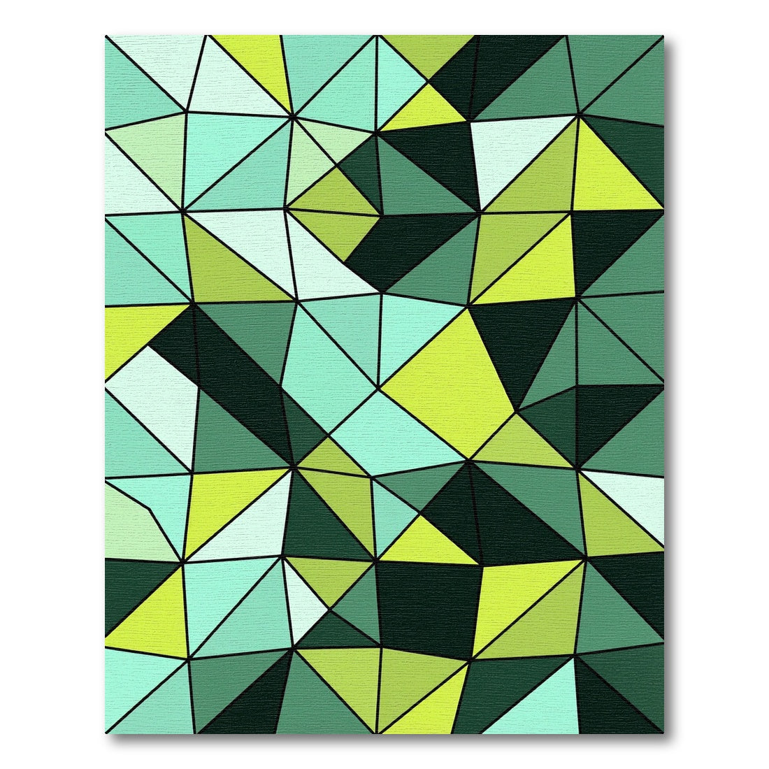 Emerald Green Geometric Triangle Collage Rug