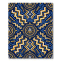 Gold Blue Geometric Mayan Aztec Element Rug