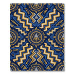 Gold Blue Geometric Mayan Aztec Element Rug