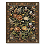 Elegant Botanical Floral Onyx Earth Rug