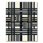 Abstract Black Cream Intersecting Lines Rug