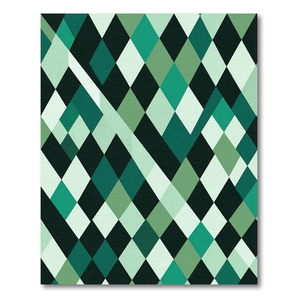 Modern Emerald Green Geometric Diamond Rug