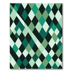 Modern Emerald Green Geometric Diamond Rug