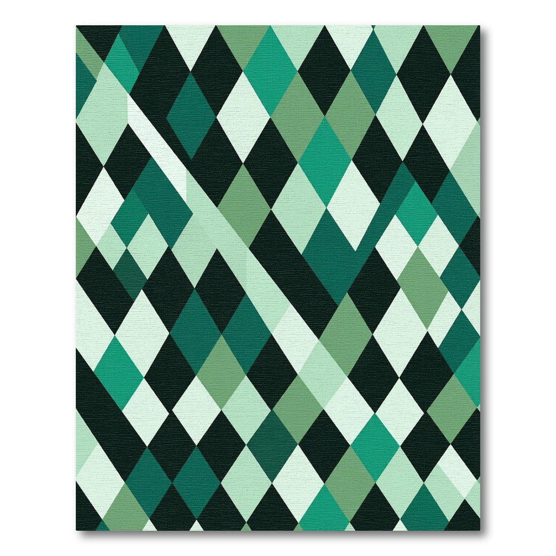 Modern Emerald Green Geometric Diamond Rug
