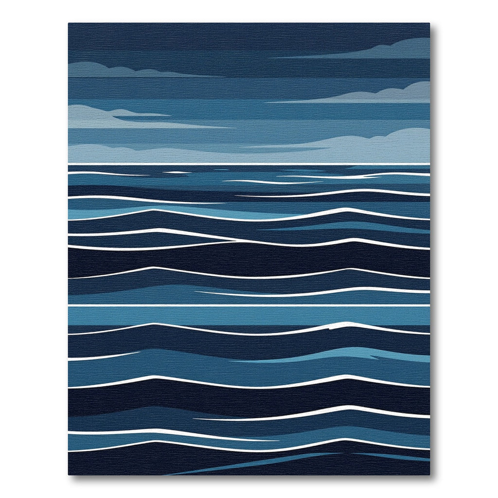 Minimalist Deep Blue Ocean Wave Rug