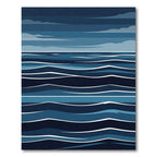 Minimalist Deep Blue Ocean Wave Rug