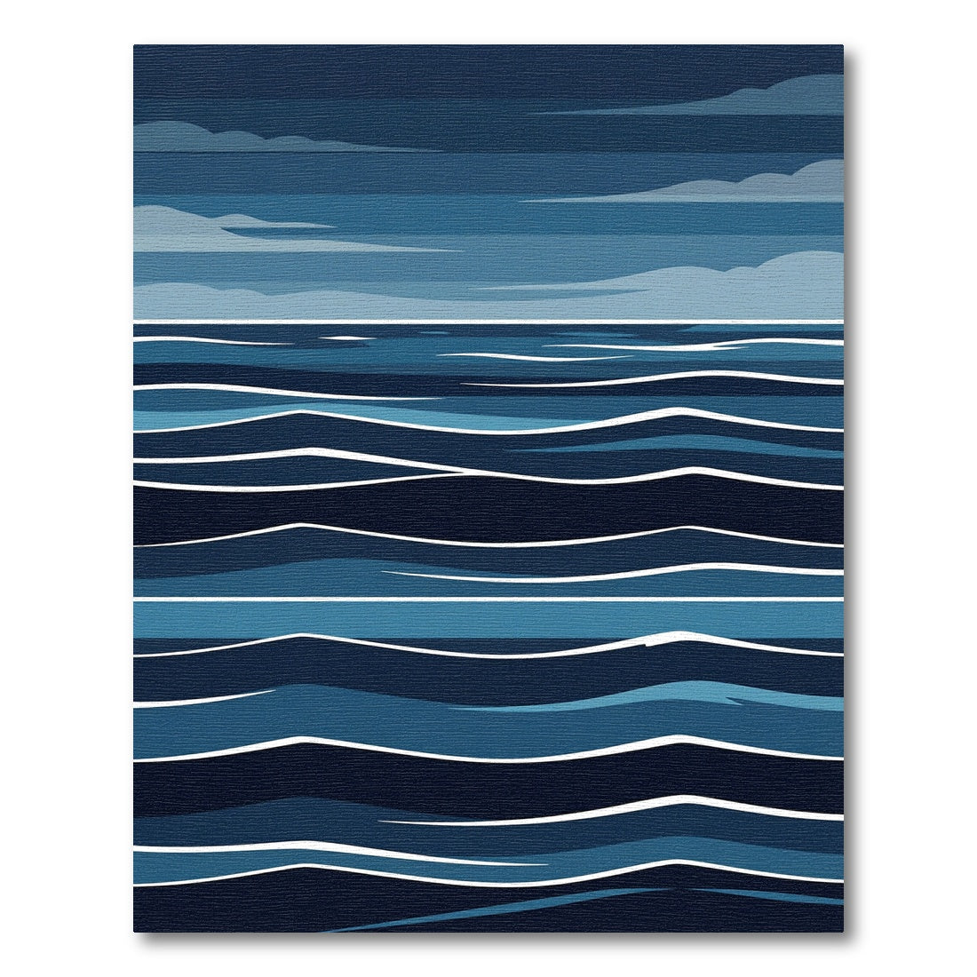 Minimalist Deep Blue Ocean Wave Rug