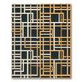 Modern Beige and Ochre Geometric Grid Rug