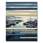 Coastal Harbor Nautical Striped seascape Rug