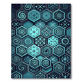 Teal Hexagonal Geometric Swirl Medallion Rug