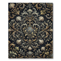 Golden Ornate Baroque Floral Scrollwork Rug