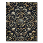 Golden Ornate Baroque Floral Scrollwork Rug