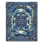 Blue Gold Acanthus Leaf Medallion Rug