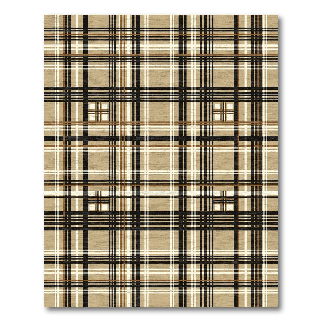 Classic Tan and Black Plaid Rug