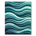 Modern Teal Flowing Abstract Wave Rug