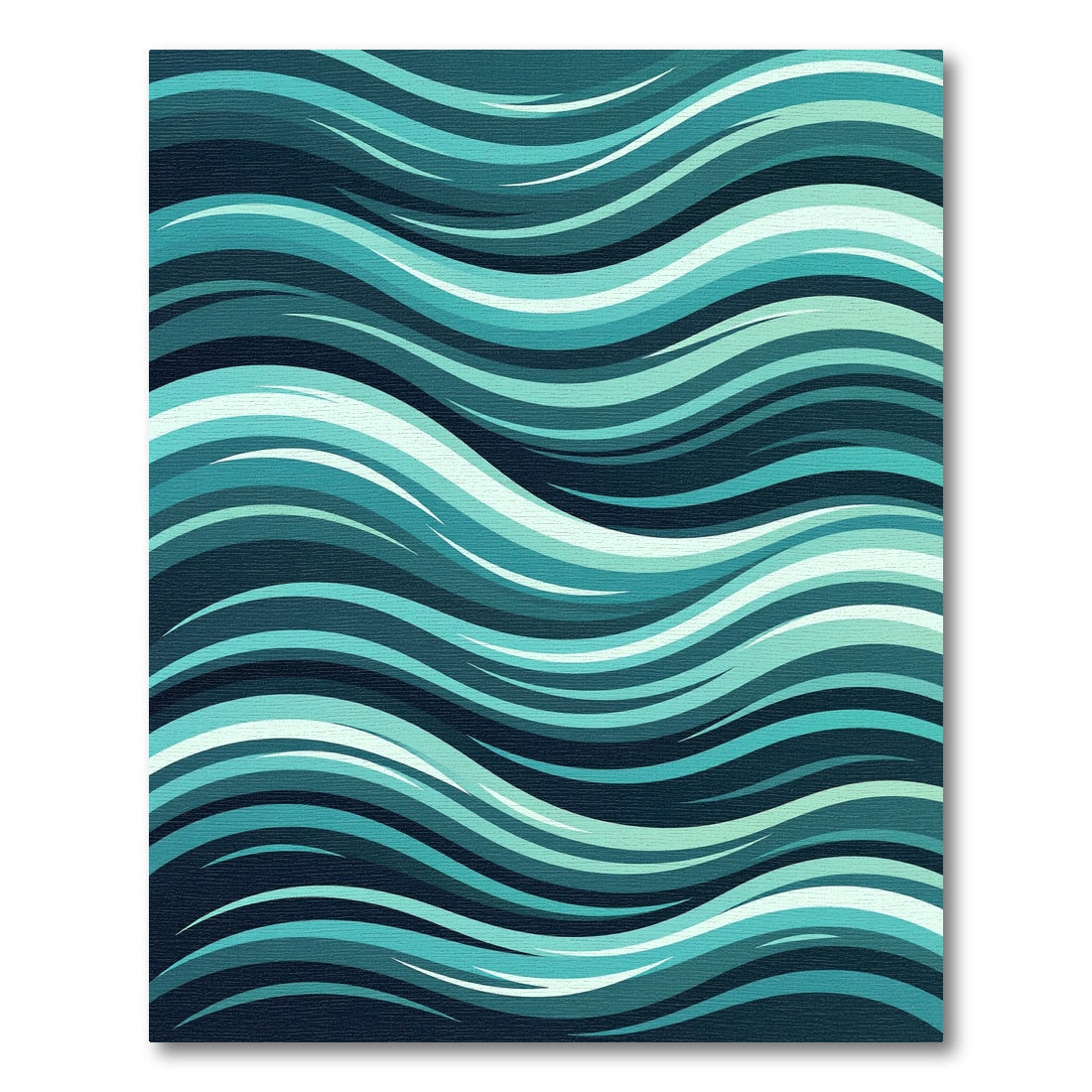 Modern Teal Flowing Abstract Wave Rug