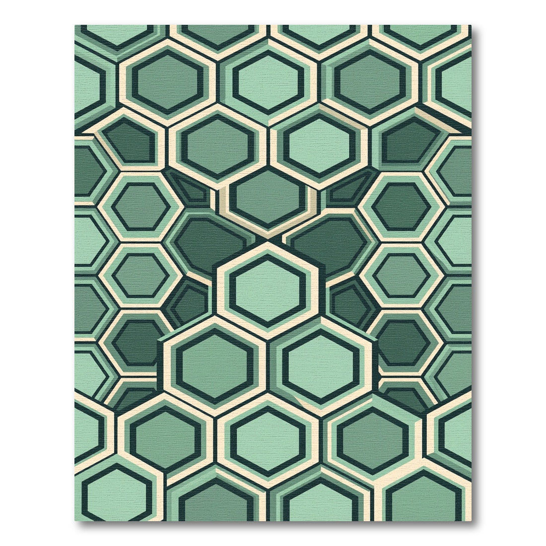 Sophisticated Sage Green Geometric Hexagon Rug