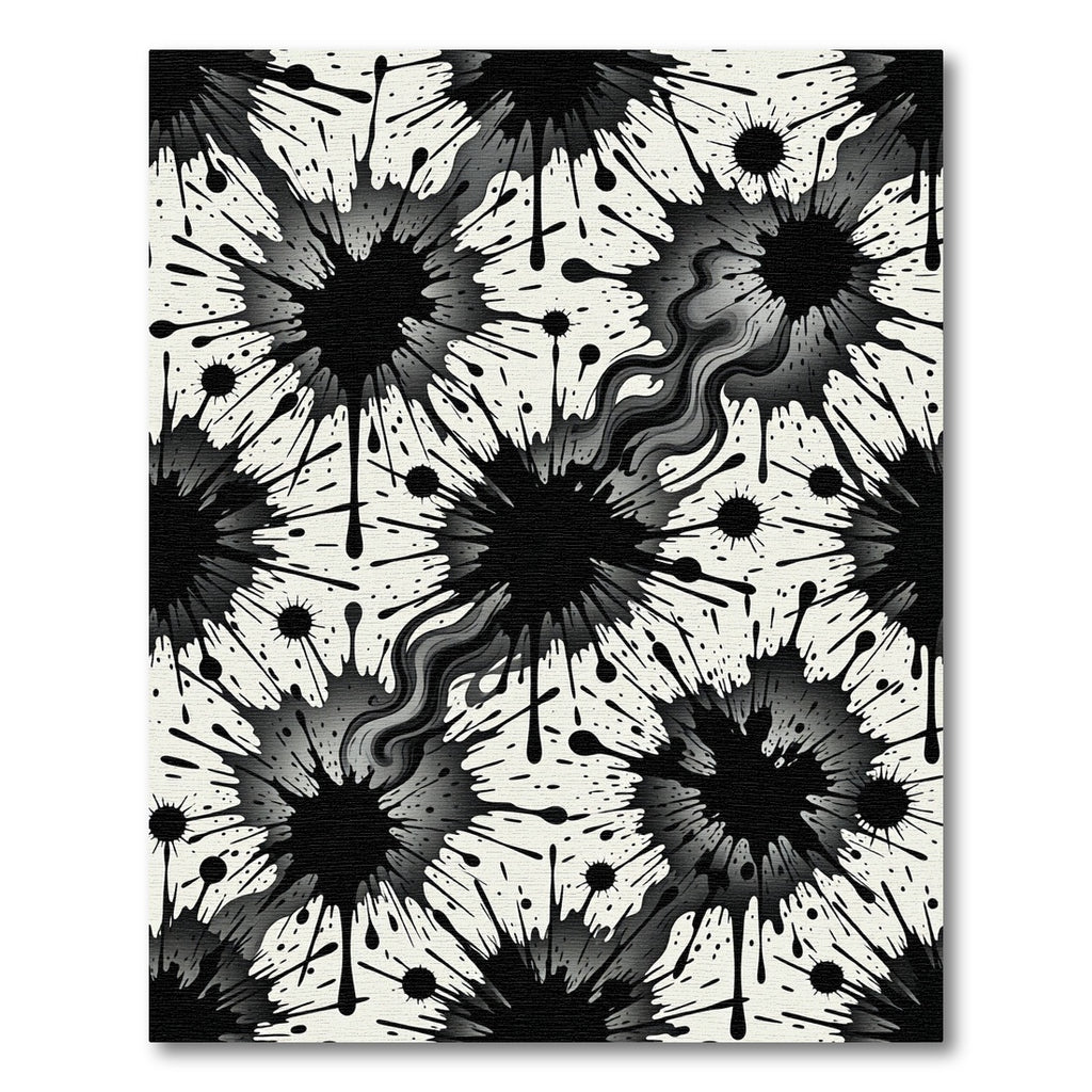 Black Ink Splatter Artistic Monochrome Rug