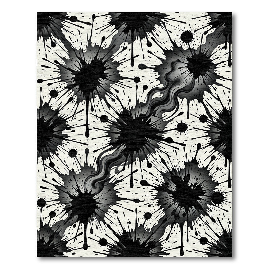 Black Ink Splatter Artistic Monochrome Rug