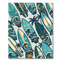 Tropical Surf Wave Palm Coastal Art Rug