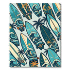 Tropical Surf Wave Palm Coastal Art Rug