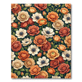 Burnt Orange Cream Blossom Floral Rug