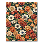 Burnt Orange Cream Blossom Floral Rug