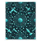 Retro Atomic Teal Spacecraft Collection Rug