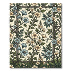 Vintage Blue and Cream Trellis Floral Rug