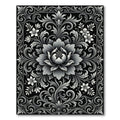 Monochromatic Floral Scrollwork Border Rug